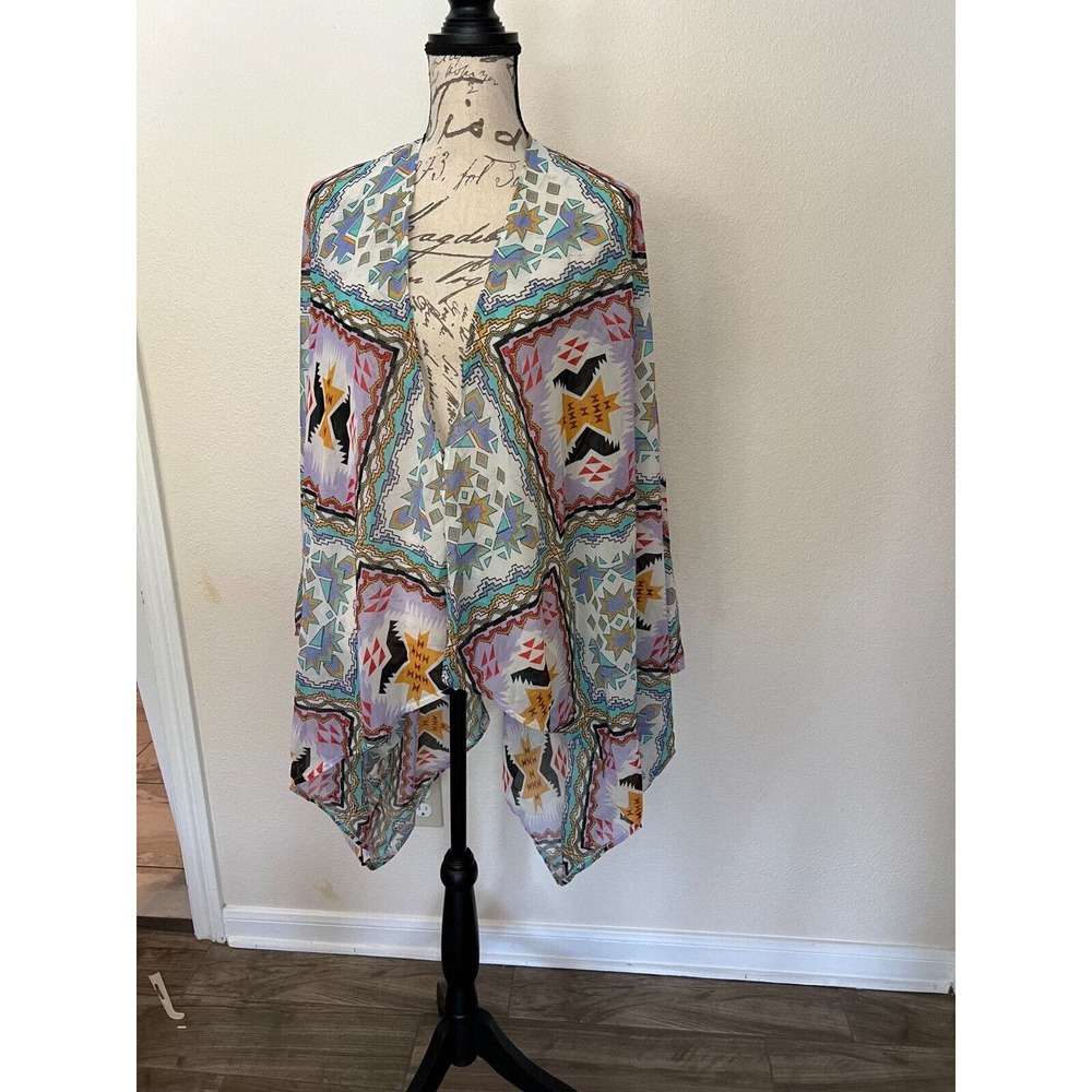Mamie Ruth Kimono Top Women's Open Front Aztec Wrap Cardigan Pullover NEW